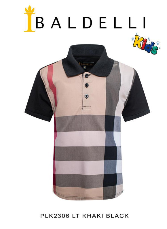 Boy’s Khaki Black Berry Print Polo Shirt