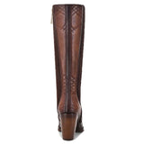 Cuadra Genuine Python Brown Leather Boot with Laser Engraved Details