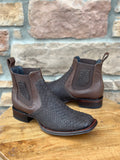Men's Los Altos Python Suede Brown Wide Square Toe Ankle Boots