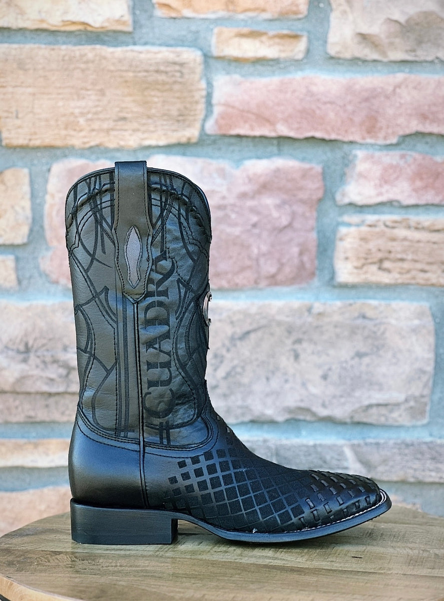 CUADRA ENGRAVED BLACKLEATHER WESTERN BOOTS CU676 main image 1