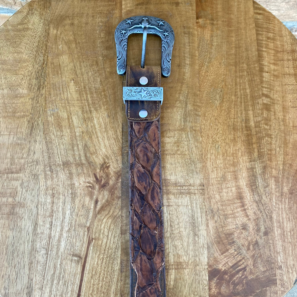 Men’s Rock’Em Brown Fish Skin Belt Moreno's Wear