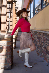 Ceci Brown Fringe Skirt