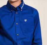 Ariat Boys Royal Blue Team Logo Twill Classic Fit Shirt