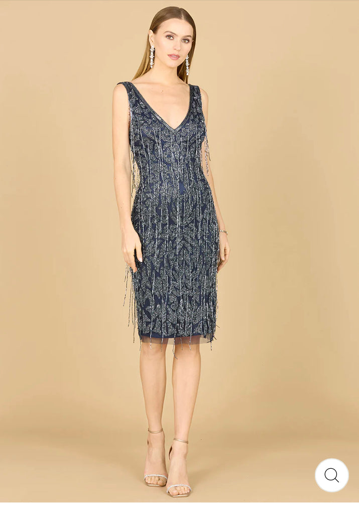 Lara Navy Fringe Cocktail Dress 29216 Moreno's Wear Lara Navy Fringe Cocktail Dress 29216 Moreno's Wear