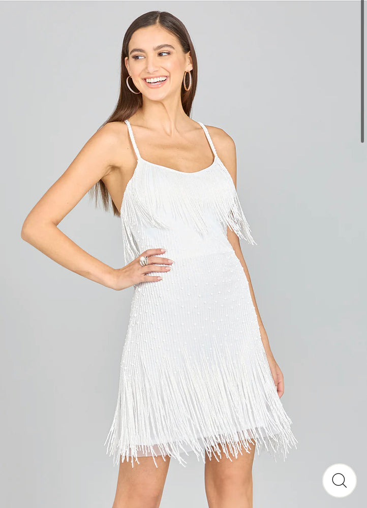 Lara Ivory Spaghetti Strap Fringe Dress 51131 Moreno's Wear Lara Ivory Spaghetti Strap Fringe Dress 51131 Moreno's Wear