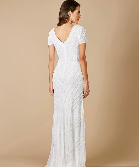 Lara Ivory Gabriella Beaded Plunge Wedding Gown 51078