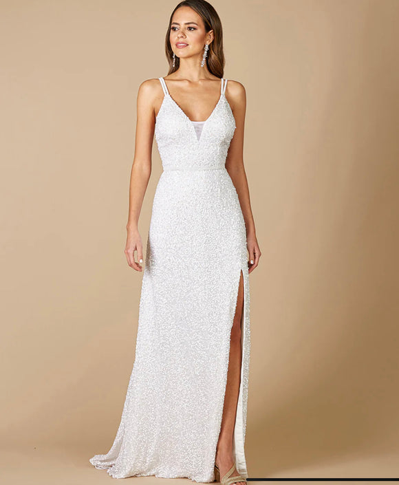 Lara Ivory Greenley Sleeveless Beaded Wedding Gown 51065