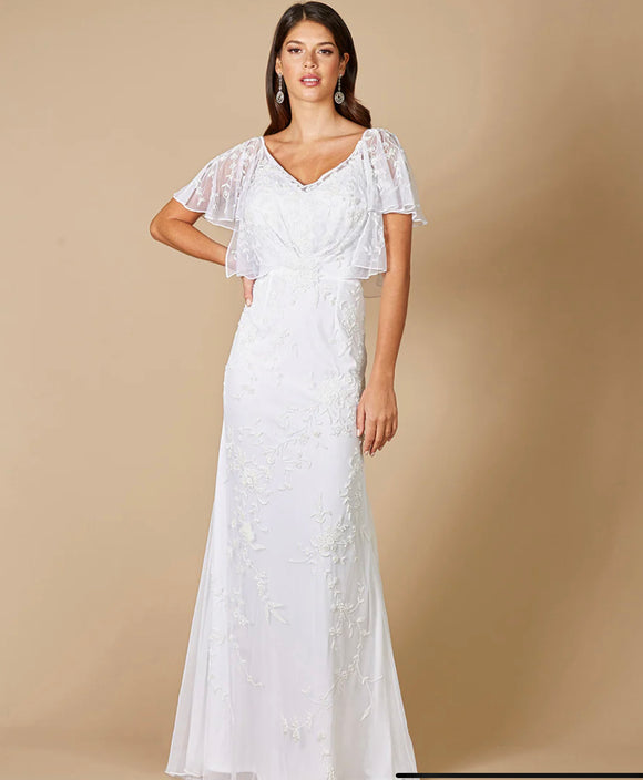 Lara Ivory Greyson Beaded Flutter Sleeve Wedding Gown 51056