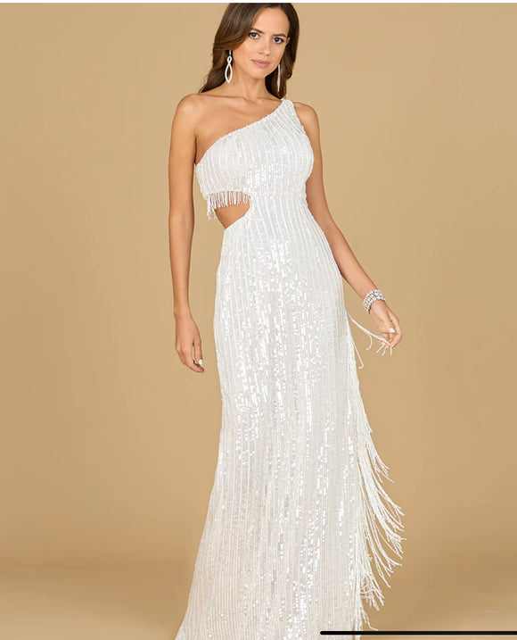 Lara Ivory Brand Beaded Faux-Wrap V-Neck Bridal Gown 51147