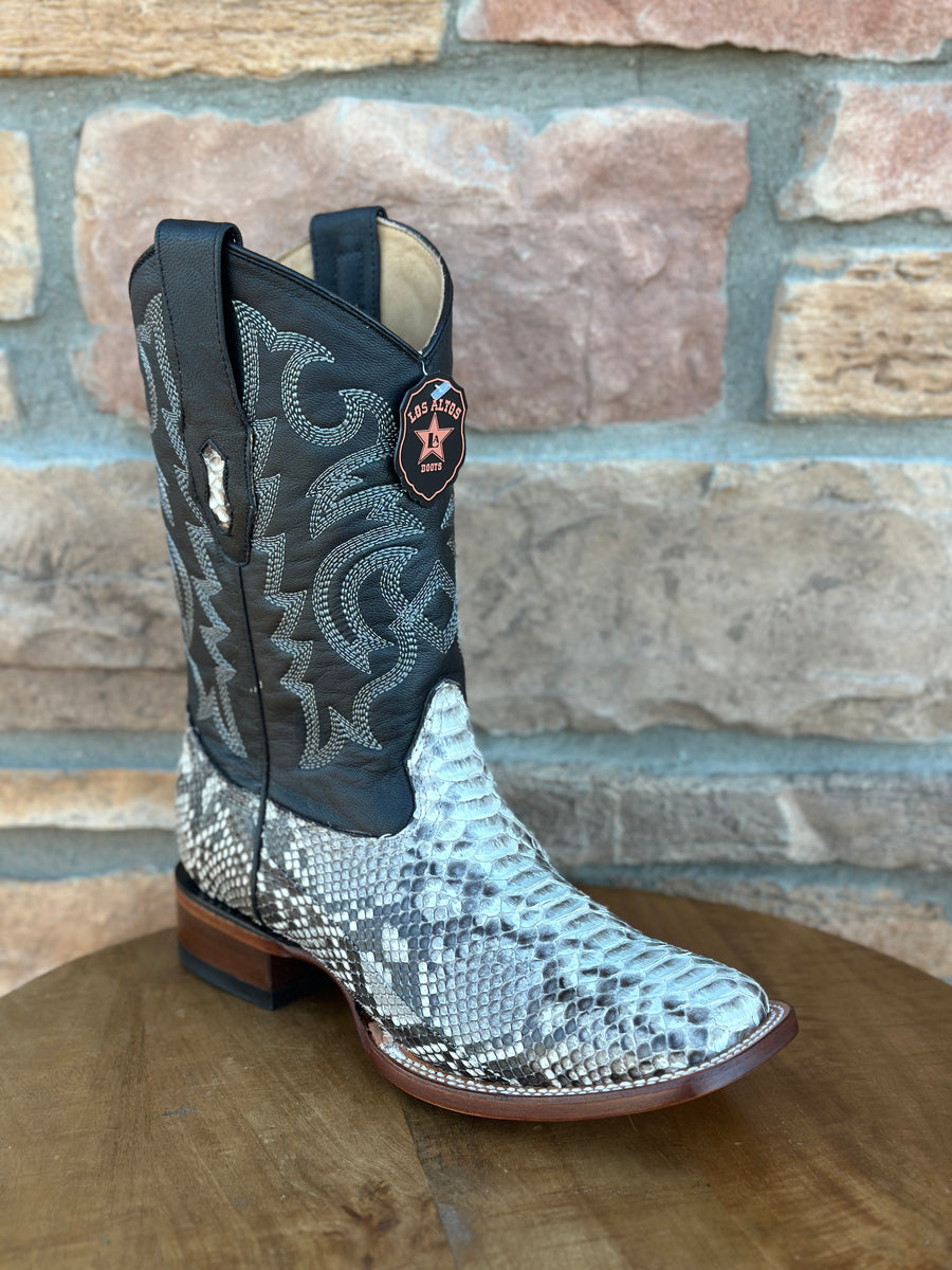 Los Altos Natural Python Wide Square Toe Boots – Moreno's Wear