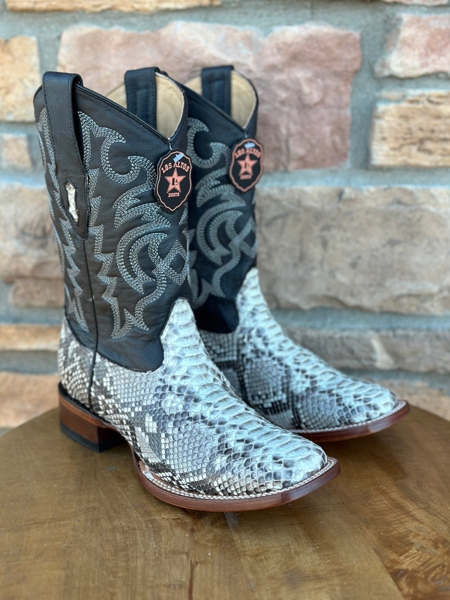 Los Altos Natural Python Wide Square Toe Boots – Moreno's Wear