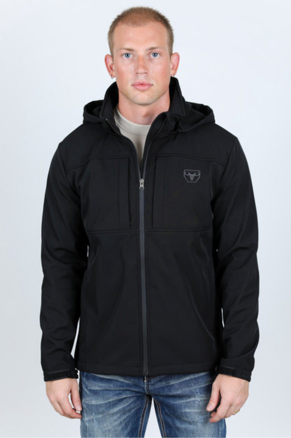 Men’s Platini Black Hooded Softshell Water-Resistant Jacket