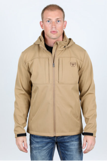 Men’s Platini Khaki Hooded Softshell Water-Resistant Jacket