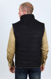 Men’s Platini Black Fur Lined Quilted Faux Suede Vest