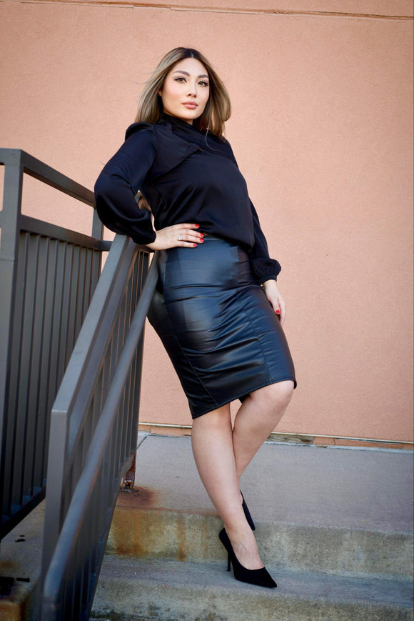 Marissa Black Faux Leather Skirt