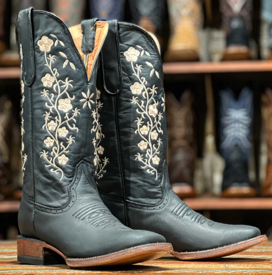 Womens black cowboy 2025 boots square toe
