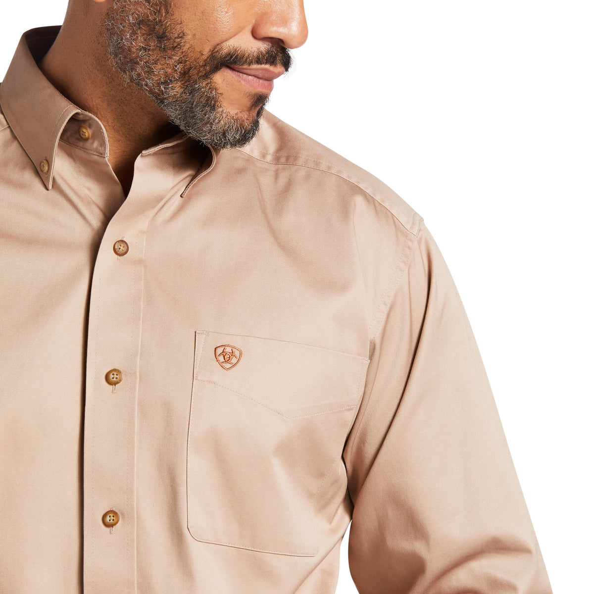 ARIAT Men's Khaki Twill Cowboy Shirt - 100% Cotton, Button-Down Collar, XX-Large - View #10