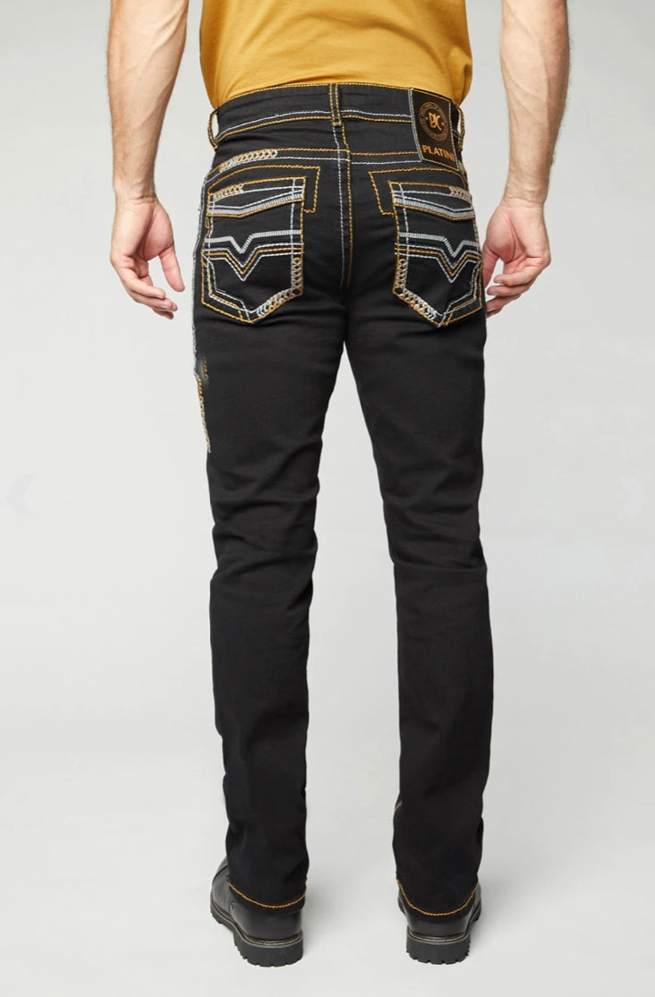 Men's Platini Embroidered Black Slim Boot Cut Jeans – Moreno's Wear