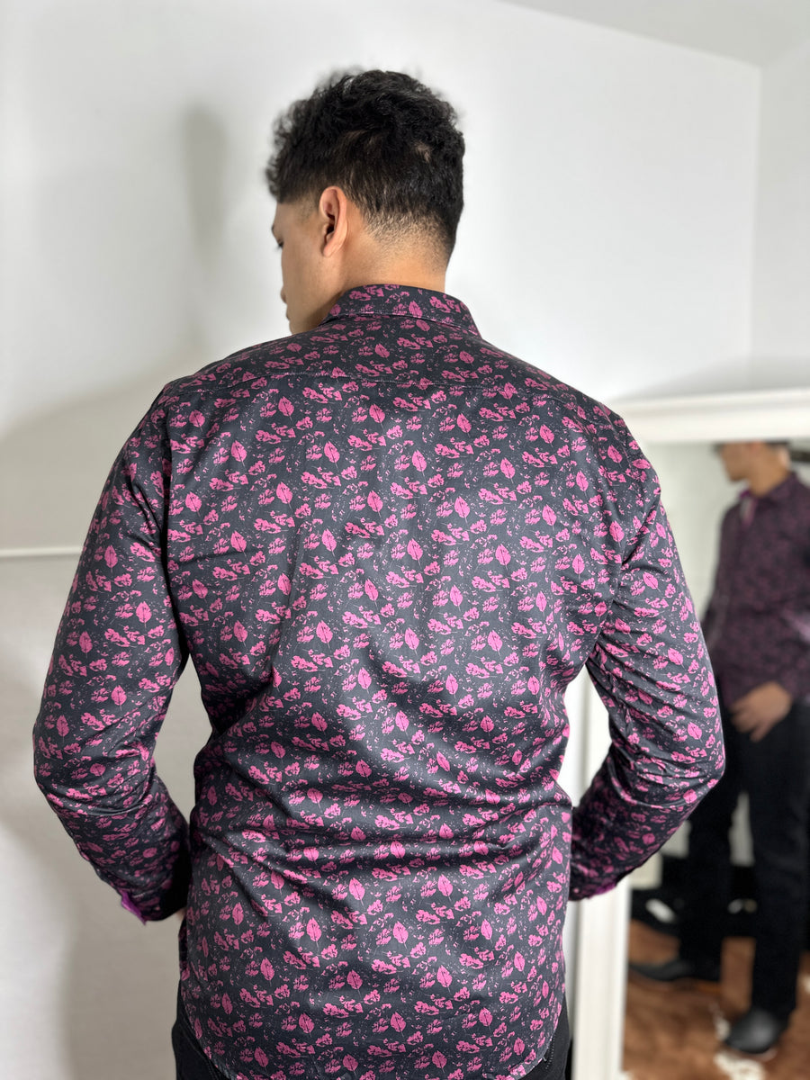Roberto Platini Purple Flower Print shirt Moreno's Wear Roberto Platini Purple Flower Print shirt Moreno's Wear