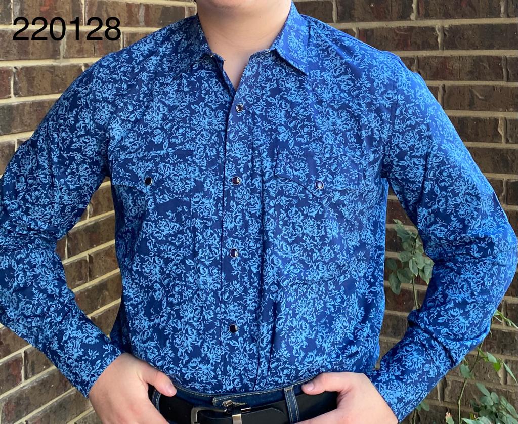 Fabian Royal Blue Paisley Western Shirt Moreno's Wear Fabian Royal Blue Paisley Western Shirt Moreno's Wear