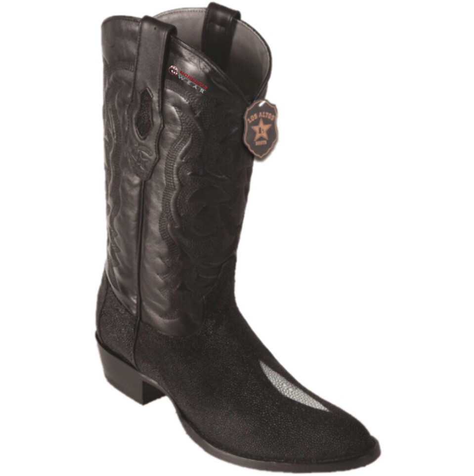 Black Stingray Round Toed Boots Bronco Men main image 4
