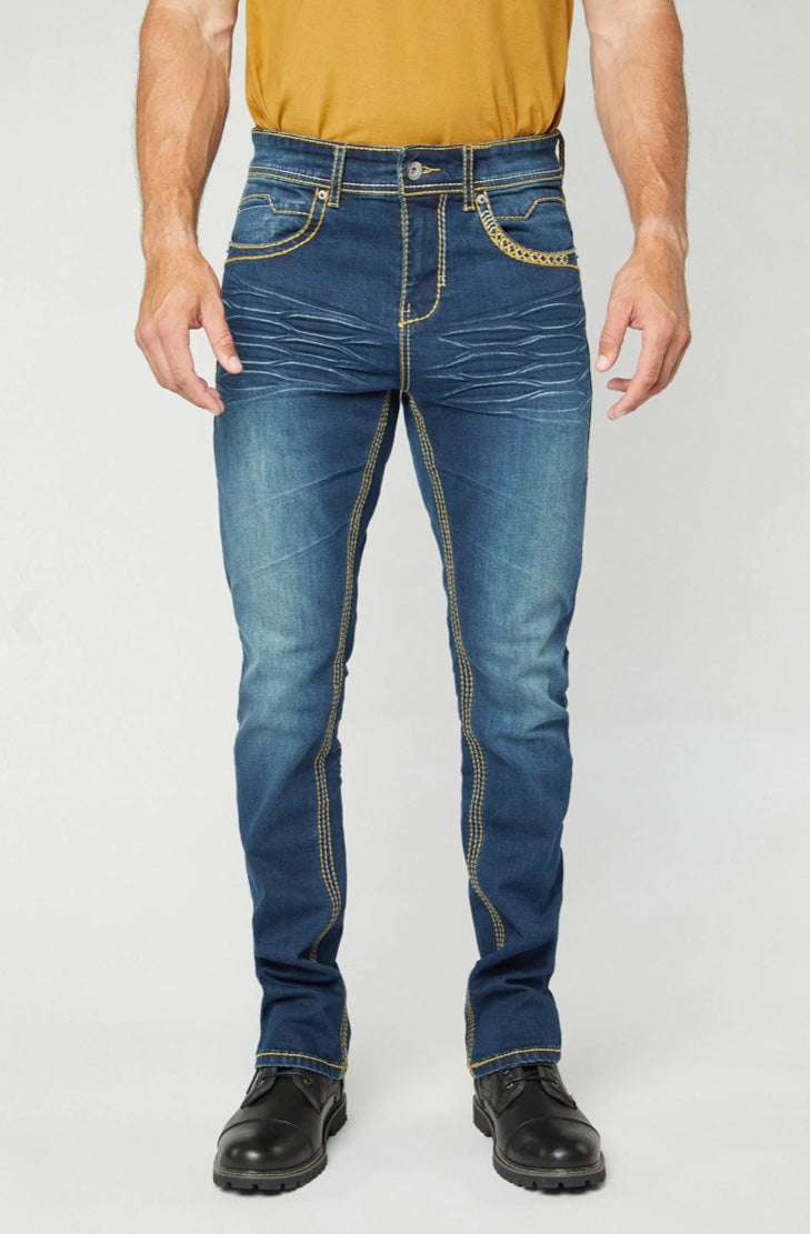 Men's Platini Gray Embroidered Black Slim Boot Cut Jeans – Moreno's Wear