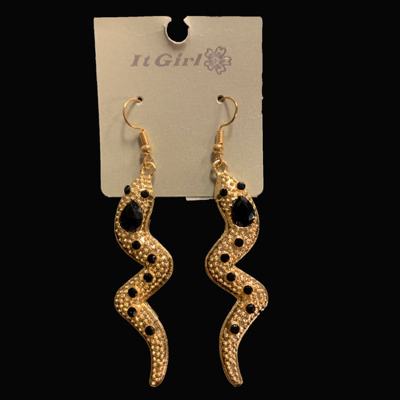 Gold/Black Snake Earrings
