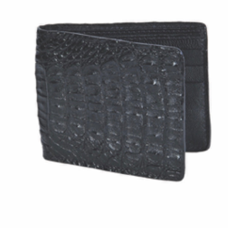 Men's Black Crocodile Hornback Leather Wallet