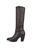 Cuadra Embroidered Dark Brown Leather Boots with Austrian crystals