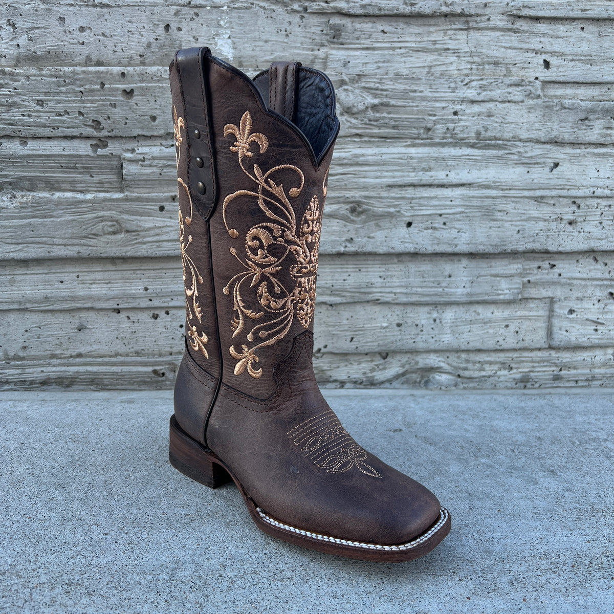 Artillero Brown Embroidered Wide Square Toe Boots – Moreno's Wear