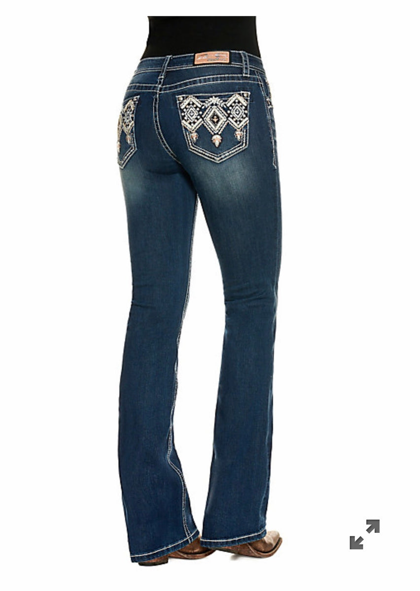 Stonewashed Monogram Patch Boot-Cut Jeans - Women - Ready-to