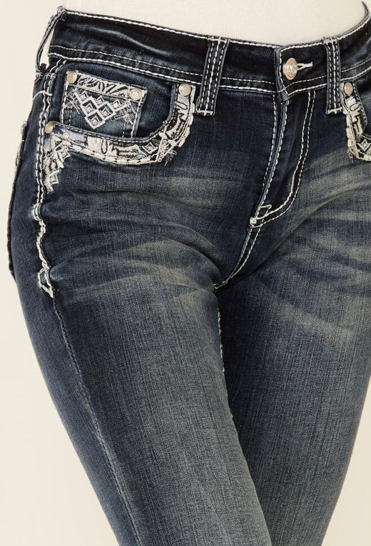 winkel lassen Plicht Grace in LA Medium Wash Embroiderd Bootcut Jeans – Moreno's Wear