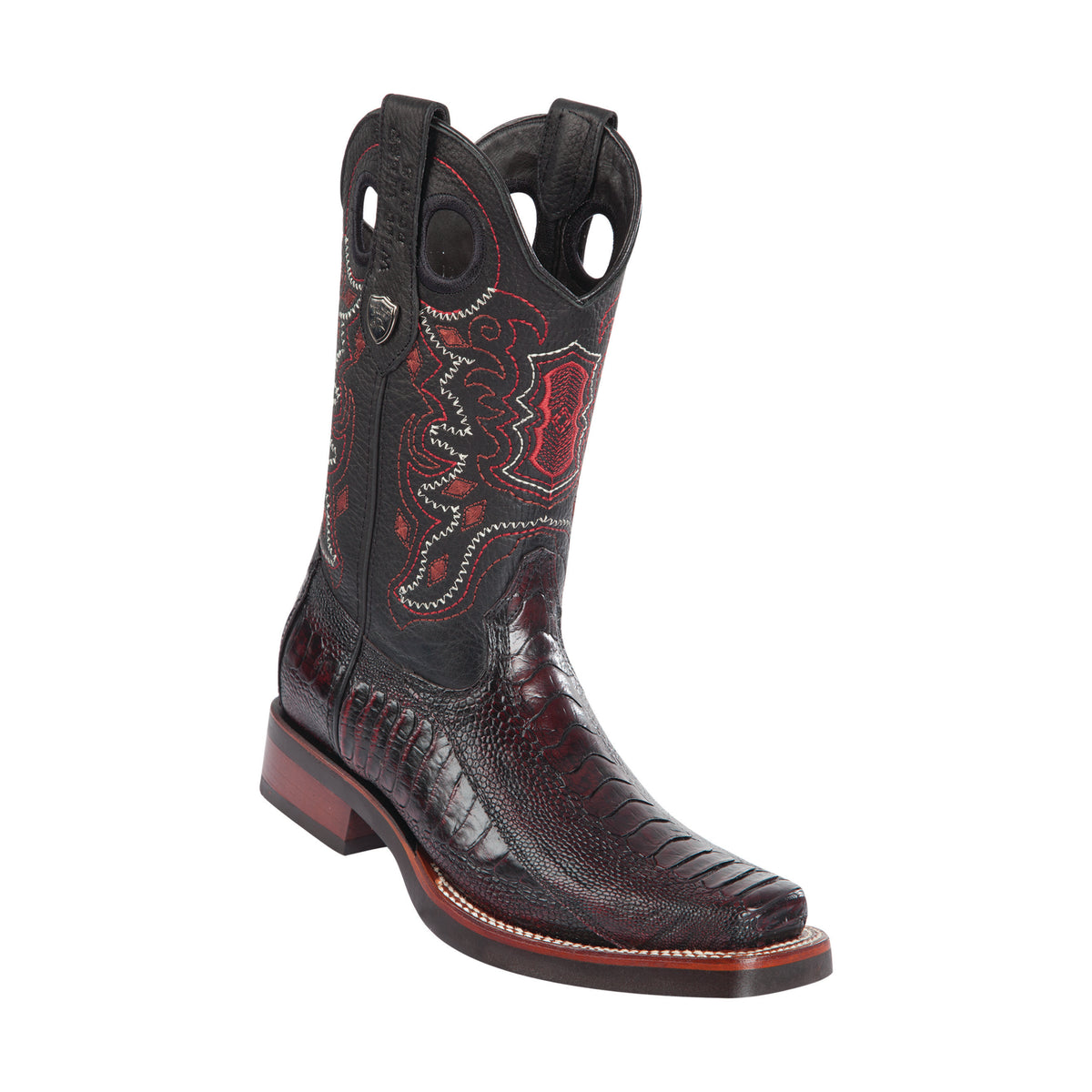 Men's Wild West Ostrich Leg Square Toe Boots 277L05