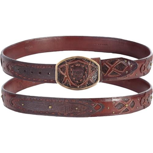 Men's Wild West Ostrich Leg Laser Design Casual Belt 2C24U0538