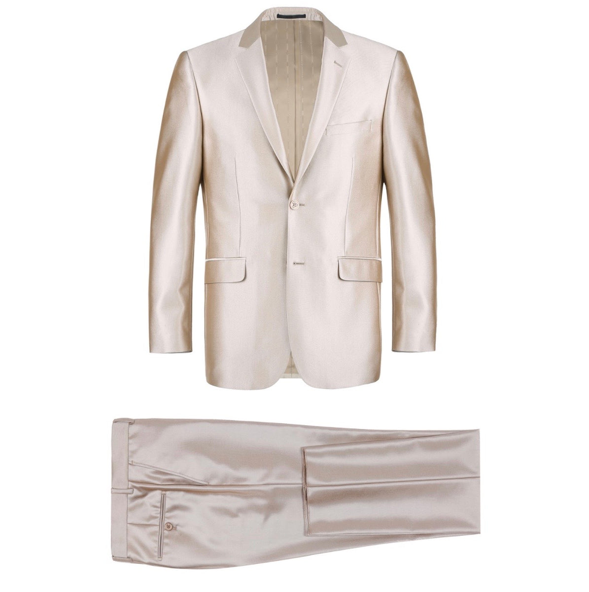 Men's Renoir Two Piece Shiny Champagne Slim Fit Suit  Moreno's Wear