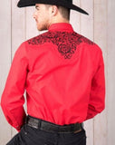 Julian Red Embroidered Western Shirt