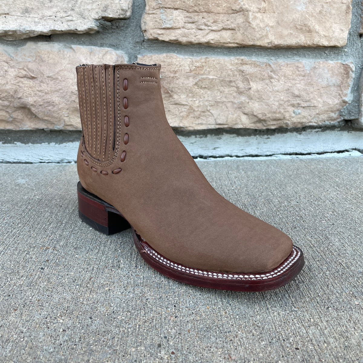 LOS ALTOS BOOTS NOBUCK TAUPE WIDE SQUARE TOE ANKLE BOOT BOTIN size 12. Los Altos Men main image 2