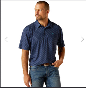 Men’s Ariat Blue Depth 360 Airflow Short Sleeve Polo