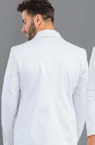 Men’s Ace of Diamond White Embroidered Blazer