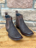 Men's Los Altos Python Suede Brown Wide Square Toe Ankle Boots