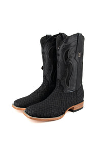 Men's Rock'em Serbia Tejido Wide Square Toe Boots Black