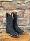 Los Altos Piraruccu Suede Black Wide Square Toe Boots