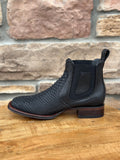 Men's Los Altos Python Suede Black Wide Square Toe Ankle Boots