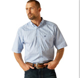 Men’s Ariat Bel Air Blue WF Wilburn Short Sleeve Shirt