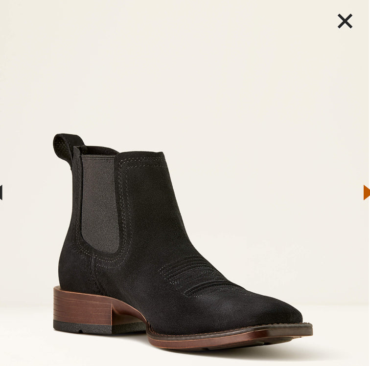 ARIAT Sz 9 Booker Ultra Round Toe Black Suede Chelsea Boots Worn 1x Orig $189 Ariat Booker Ultra Round Toe Western Boot - Men main image 4