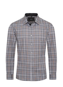 Men's Light Grey Berry Print Long Sleeve Shirt