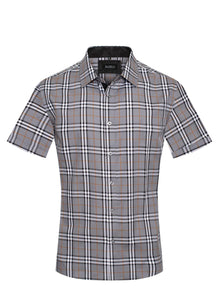 Men's Light Grey Berry Print Short Sleeve Shirt