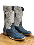 Men's Tanner Mark Monster Fish Sky Blue Wide Square Toe Boots