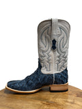 Men's Tanner Mark Monster Fish Sky Blue Wide Square Toe Boots