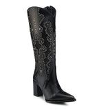 Women's Cuadra Black Python Pointed Toe Boots CU869